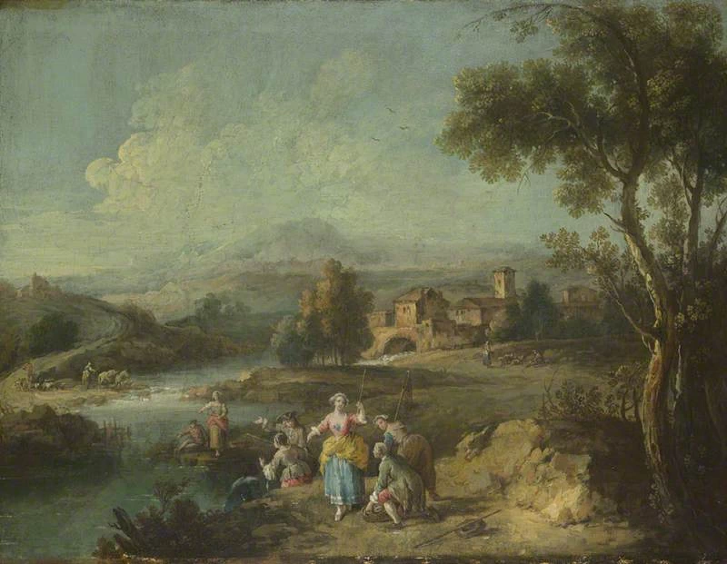 Paesaggio con gruppo di figure che pescano - National Trust